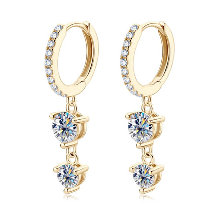 4mm 5mm Round Moissanite Long Tassel Earrings 100% 925 Sterling Silver Women's Hoop Dangle Earrings Wedding Jewelry Gifts