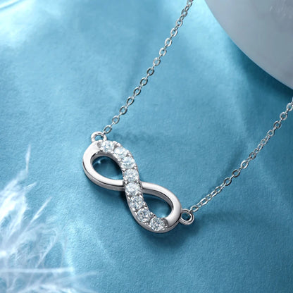 0.48CTW. Round Real Moissanite Forever Love Infinity Necklace 925 Silver Women Jewelry Birthday Gifts Pass Diamond Tester