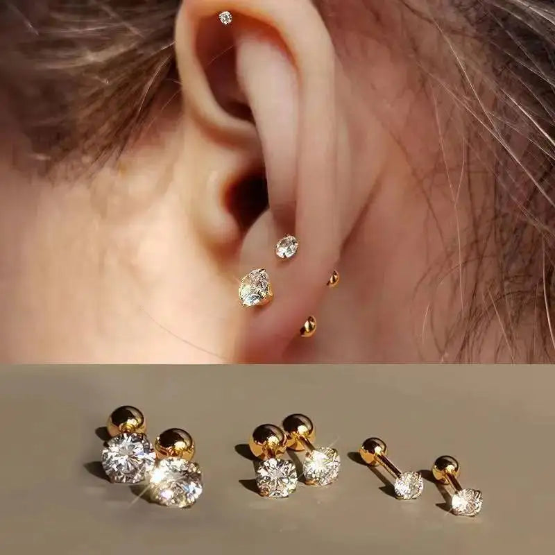 4MM 5MM 6.5MM D Round Moissanite Earrings Women's Simple 4 Claw Stud Earrings Real 925 Sterling Silver Hypoallergenic Daily Wear