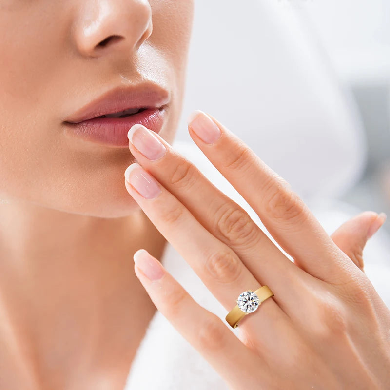 18k Gold Plated 925 Sliver 2ct 8mm Moissanite Ring for Couple Women Men Chunky Engagement Wedding Rings Wide Finger Bands