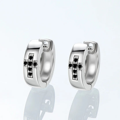 Cross Hoops Men's Earrings Moissanite Diamond Huggie Earring for Women 925 Sterling Silver Earrings Jewelry Birthday Gifts