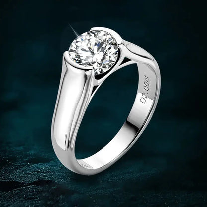 8MM D2.0CT Real VVS1 Moissanite Wedding Engagement Rings Band For Women 925 Silver Solitaire Diamond Jewelry Certificate