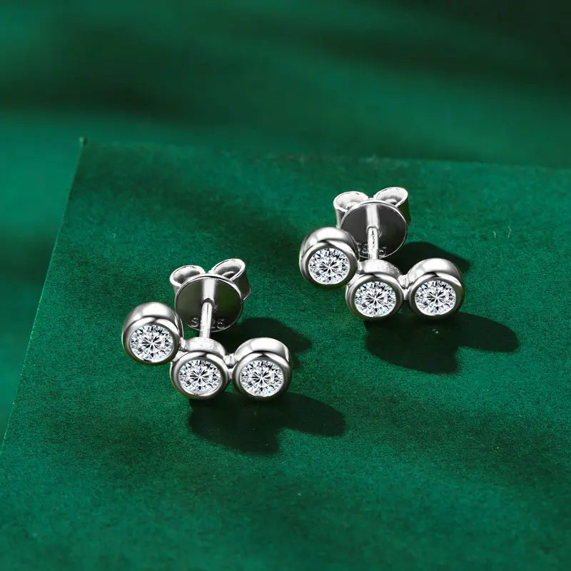 Mini Needles Stud Earrings 925 Sterling Silver for Women with D Color Moissanite Lovely Piercing Jewelry with Certificate