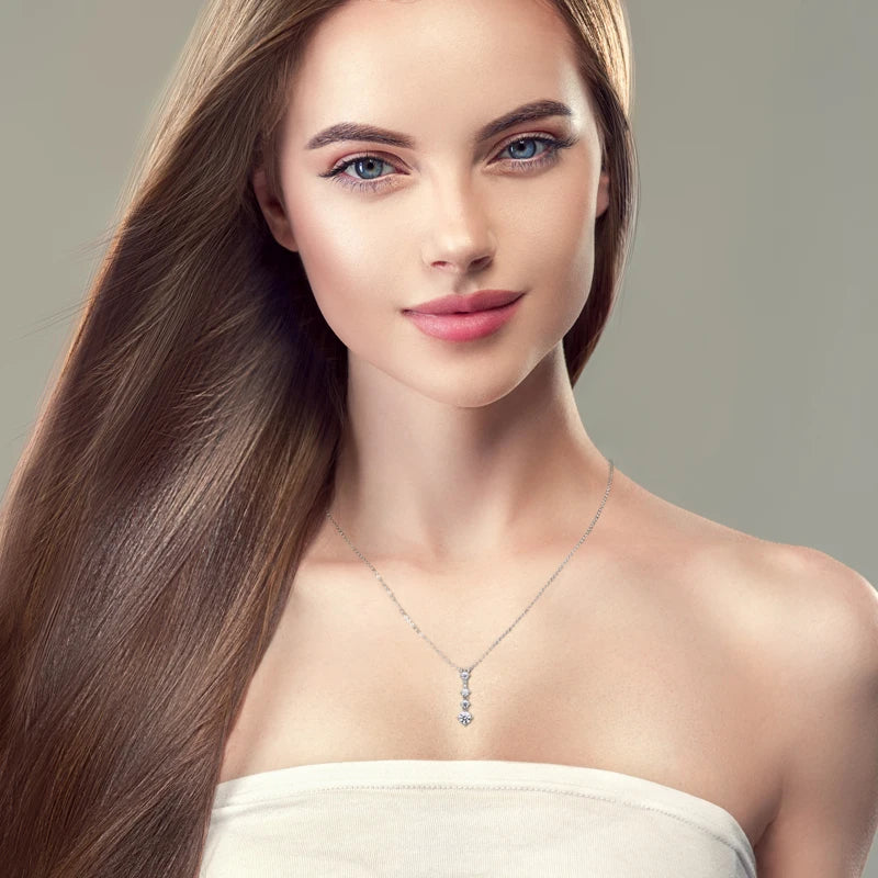 D Color VVS1 All Moissanite Long Pendant Necklaces With GRA Silver 925 Real Women's Accessories Jewelry Engagement Gift