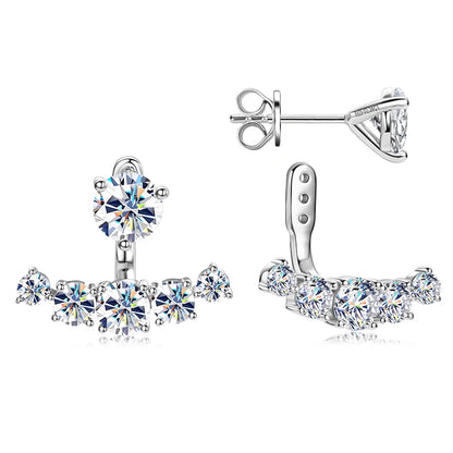 Real D2.30CT All Moissanite Earrings Ear Jacket Studs for Women 925 Silver GRA Certified Christmas Gift Dual Use Earrings