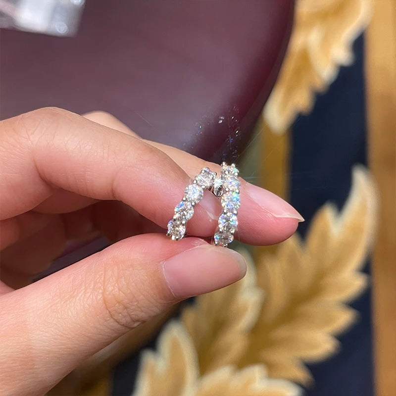 14k Gold Plated Hoop Earrings for Women 3.5mm D Color 925 Sterling Silver Moissanite Diamond Huggie Earring Girls Jewelry