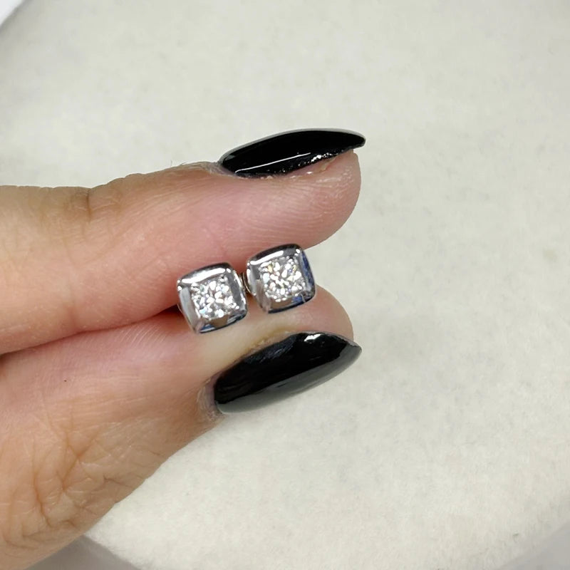 925 Silver Small Square Earrings 3mm Round D Moissanite Stud Earrings for Women Men 2025 New Trend Jewelry GRA Certified
