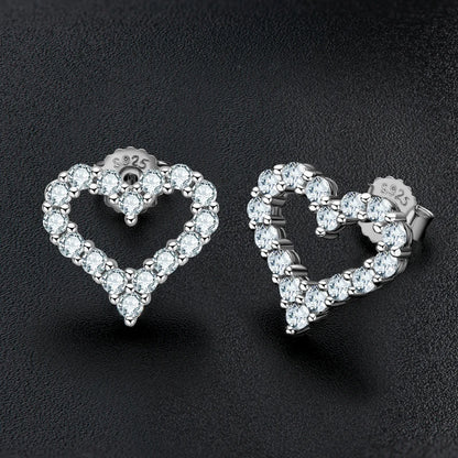 D Color Moissanite Love Heart Jewelry Sets for Women 925 Silver Stud Earrings Pendant Necklace 2 In 1 Set Anniversary Gift