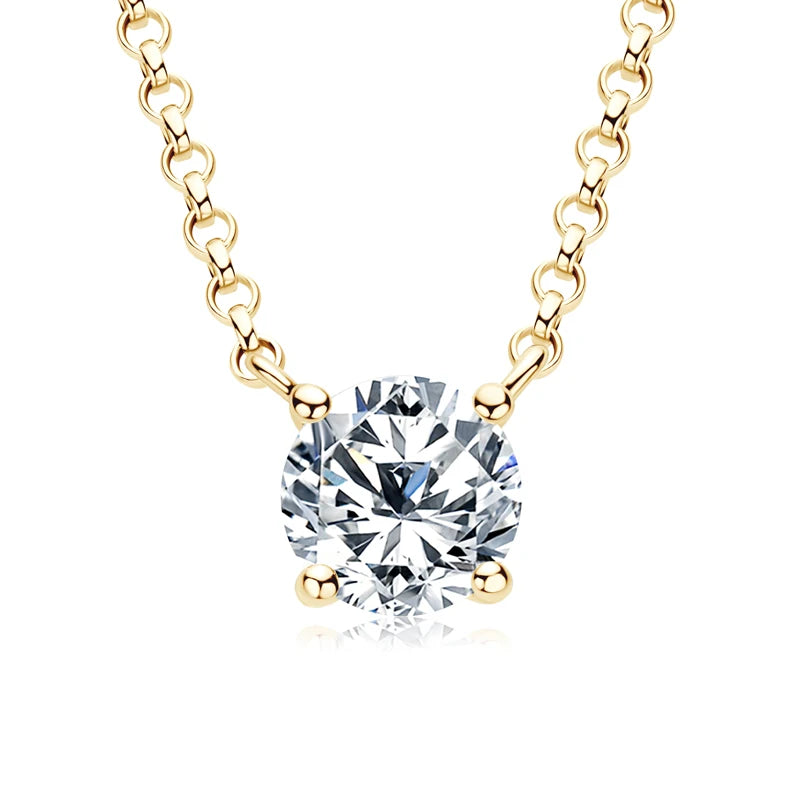 Original 3CT 1CT 2CT Moissanite Necklace Real 925 Silver Chain 6.5-9mm Solitaire Pendant Necklaces For Women Jewelry Gifts