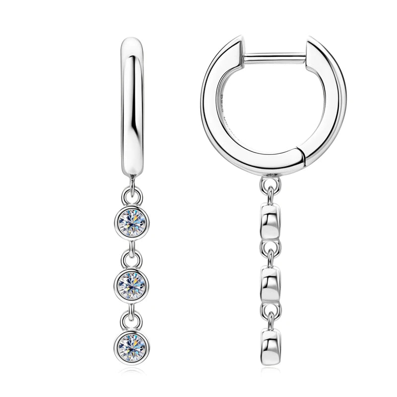 2023 Hoops Earring Moissanite Drop Long Hanging Earrings 925 Sterling Silver for Women Jewelry Created Diamond 2.5mm(0.06ct)