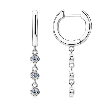 2023 Hoops Earring Moissanite Drop Long Hanging Earrings 925 Sterling Silver for Women Jewelry Created Diamond 2.5mm(0.06ct)