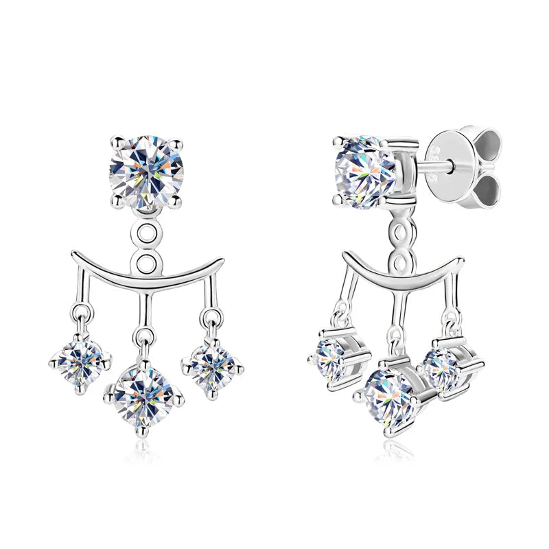 2024 Trendy 1cttw 5mm Moissanite Drop Stud Earrings for Women 925 Silver Dual Use Earrings Jacket GRA Certified Christmas Gift