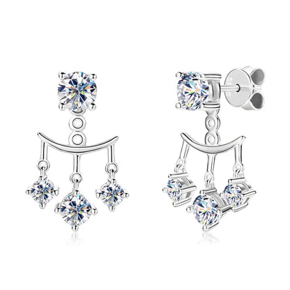 2024 Trendy 1cttw 5mm Moissanite Drop Stud Earrings for Women 925 Silver Dual Use Earrings Jacket GRA Certified Christmas Gift