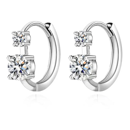 6.5mm&4mm Double Moissanites Hoop Earrings with GRA Certificate for Women Gold Plated Real 925 Silver Wedding Jewelry Gift