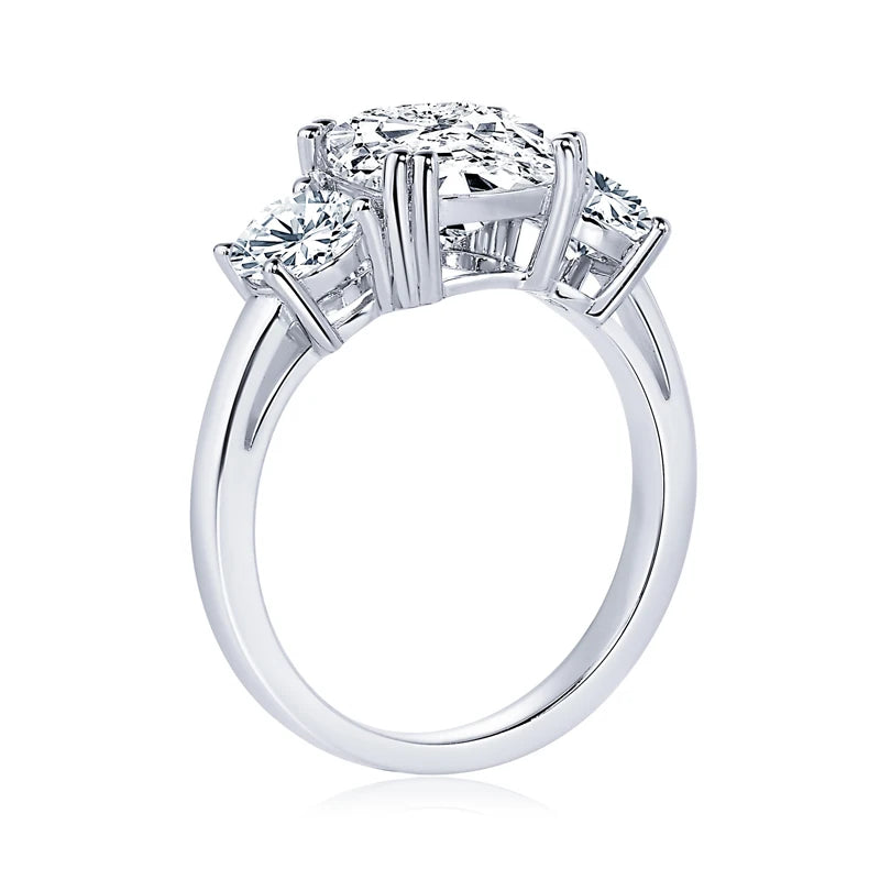 3.5CT Three Stone Engagement Ring Band 925 Silver Sterling Cushion Cut Moissanite Wedding Ring Certified Jewelry For Women