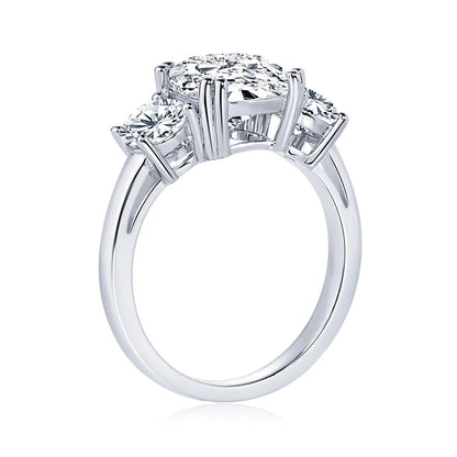 3.5CT Three Stone Engagement Ring Band 925 Silver Sterling Cushion Cut Moissanite Wedding Ring Certified Jewelry For Women