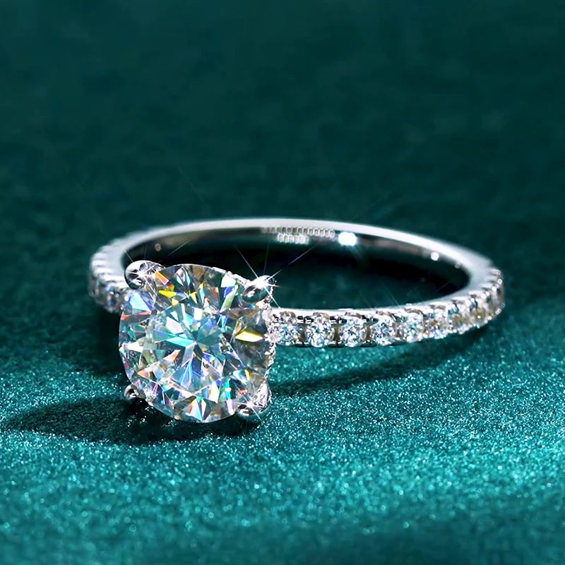 Solitaire 2ct Moissanite Diamond Ring 925 Sterling Sliver Sparking Wedding Promise Finger Rings for Women GRA Certificate