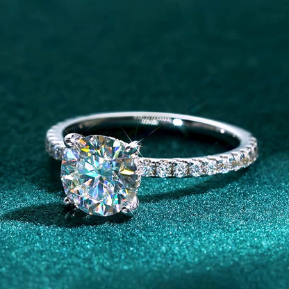 Solitaire 2ct Moissanite Diamond Ring 925 Sterling Sliver Sparking Wedding Promise Finger Rings for Women GRA Certificate