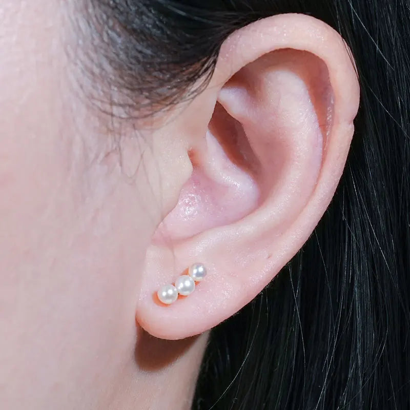 925 Sterling Silver Earrings Piercing Studs Round 3mm Natural Freshwater White Pearl Earrings for Women Fine Jewel Gifts