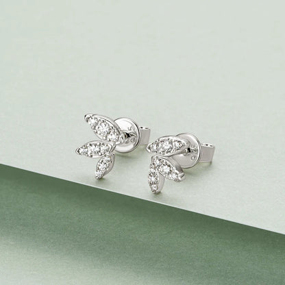 Cute Leaf-shape Moissanite Earrings 925 Sterling Silver Mini Studs Piercing Ear Earrings for Women Jewelry GRA Certificate