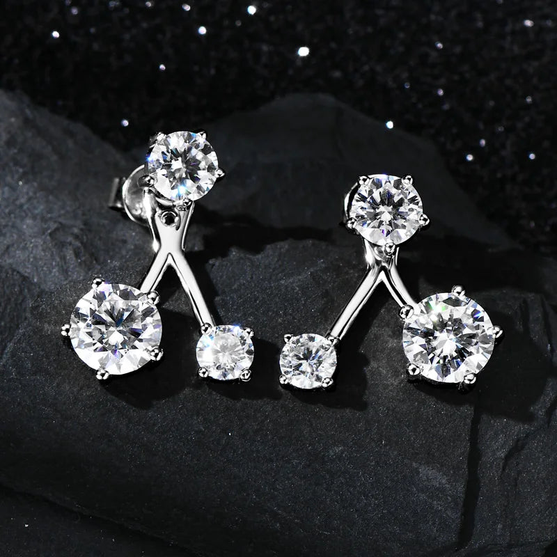 Trendy Dual Use Earrings Jackets 925 Sterling Silver D Color Moissanite Ear Jacket Studs for Women Jewelry Valentine Gifts