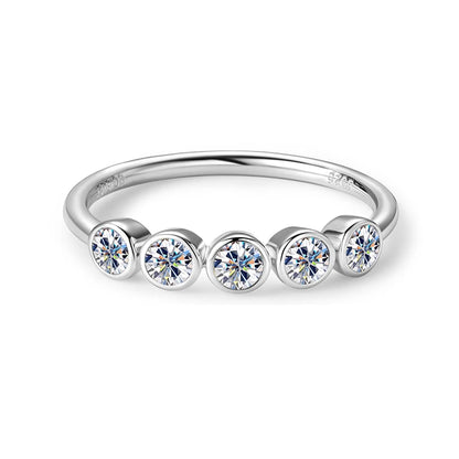 925 Sterling Silver 3mm D-E Moissanite Rings for Women Fashion Five Stones Ring Daily Wear Finger Band Fine Jewelry Gifts