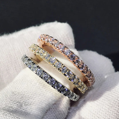 Full Eternity Bridal Ring 1.4mm Simulated Diamond Band Engagement Wedding Ring Sterling Silver 925 Jewelry for Women Men