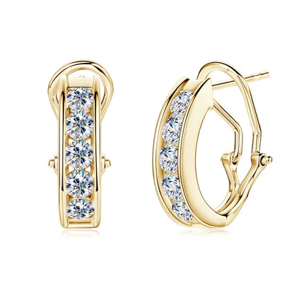 3mm 1.0CTW. Moissanite Hoop Earrings for Women 2024 18k Gold Plated 925 Silver Clip Earrings Trendy Wedding Christmas Gift