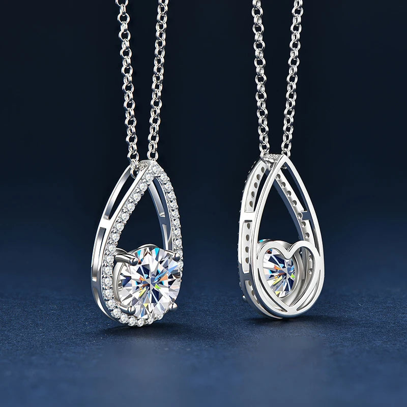 3CT 2CT 1CT D VVS1 Moissanite Pendant Necklace for Women 925 Silver Adjustable Chain Teardrop Necklaces 2025 Jewelry Gift