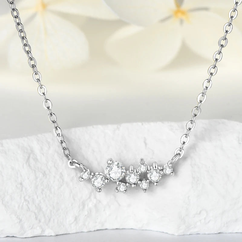 D0.17CT Moissanite 7 Stones Pendant Necklace for Women 18k Gold Plated 925 Silver Adjustable Chain Fine Jewelry Gifts S925