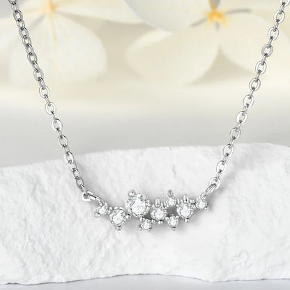 D0.17CT Moissanite 7 Stones Pendant Necklace for Women 18k Gold Plated 925 Silver Adjustable Chain Fine Jewelry Gifts S925