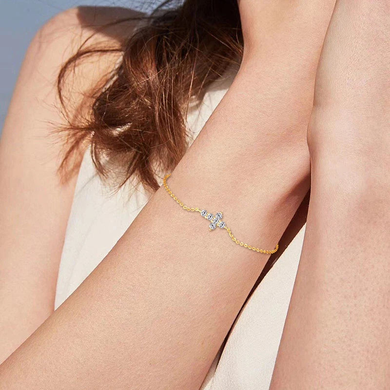 Real Moissanite Cross Bracelet 100% 925 Silver Adjustable Chain Bracelets for Women and Men Charm Jewelry Christmas Gifts