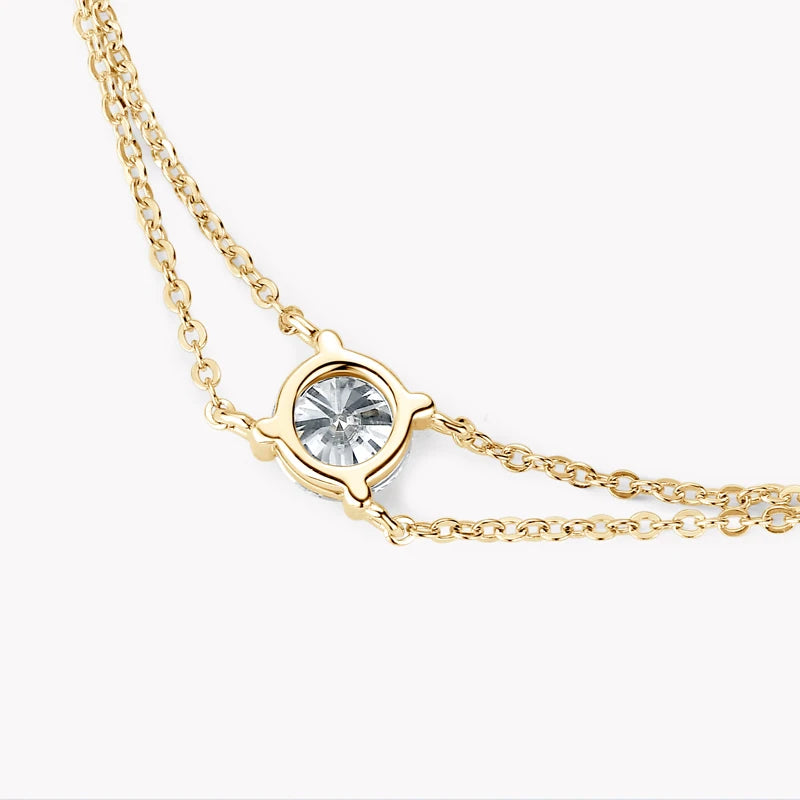 Real 925 Silver Double Chain Bracelet 6.5mm 1.0ct D Color Moissanite Bracelets With GRA Certificate Jewelry for Women Gift