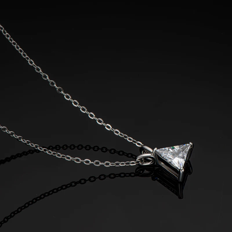 925 Silver Trillion Cut Sona Simulated Diamond Solitaire Pendant Necklace for Women Jewelry Gift Yellow/White Gold Plated