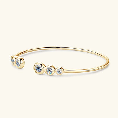 Simple Open Ended Bracelets Cuff Silver 925 D Color Moissanite Bracelet Bangle for Women Luxury Gold Plated Charm Jewelry