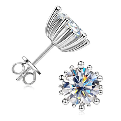 2025 Trendy Stud Earrings Moissanite 2ct 8mm 925 Silver Plated 18k Gold Hypoallergenic Earrings Valentine's Gift for Women