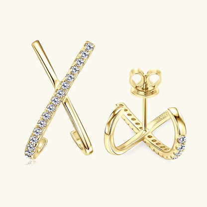2025 New Trend Moissanite Earrings 925 Silver Cross X Shape Stud Earrings for Women Daily Wear Fine Jewelry Gift Birthday