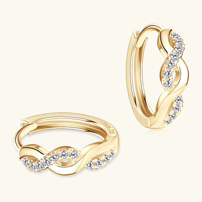Real 10K Gold Earrings Infinite Hoop for Women D Moissanite Earrings Small Hoops Wedding Jewelry GRA Certified lab Diamond 0.9mm
