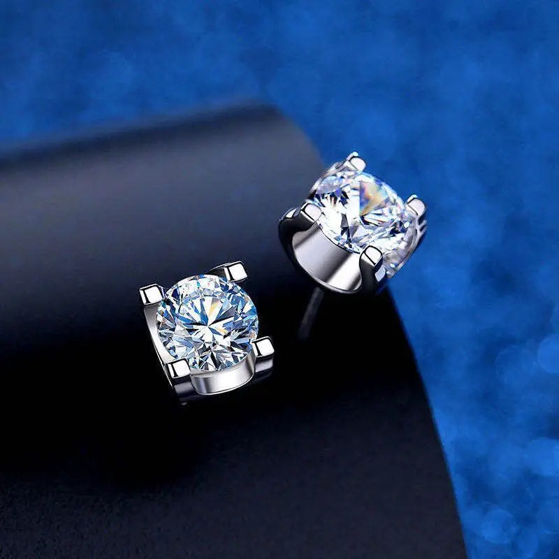 5mm 0.5CT Moissanite Earrings Silver 925 Sterling Gold Plated Push-Back Piercing Stud Earring Jewelry for Women Men Gifts