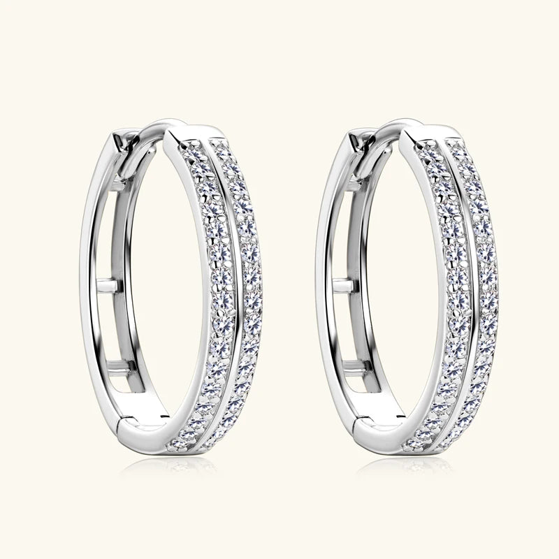 Trend Hoop Earrings 925 Sterling Silver Round Moissanite Piercing Engagement Jewelry for Women Wedding Party Gift Birthday
