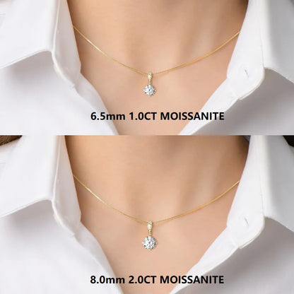 New Women's Necklace 2CT D Color Moissanite Drop Necklaces 1ct Certificate Real Silver 925 Jewelry Heart Shaped Claw Round
