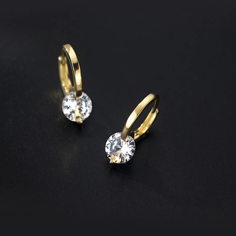 Fashion Moissanite Drop Hoops Earrings 925 Gold Plated Silver Diamond Solitaire Earring for Women Men Sterling Gifts Mom
