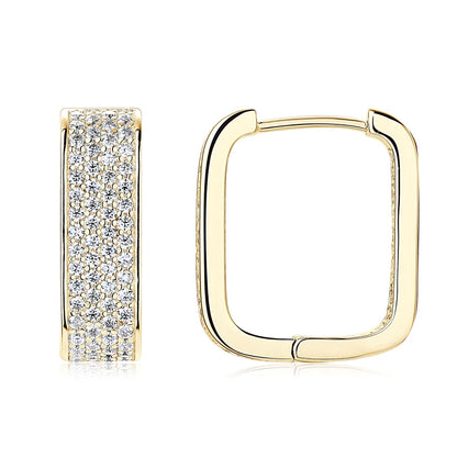Original 100% 925 Silver Square Hoop Earrings Full Round Cut Moissanite Diamond Earrings Piercing Jewelry Birthday Party Wedding