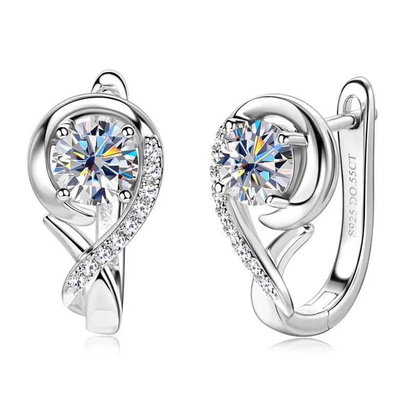 5mm 0.5ct D Moissanite Infinity Hoop Huggie Earrings for Women 925 Silver 18K Gold Plated Earrings Wedding Daily Jewelry