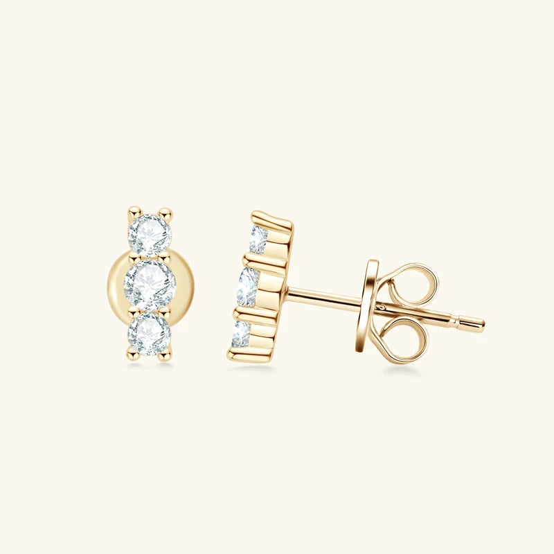 Mini Needles Stud Earrings 925 Sterling Silver for Women with D Color Moissanite Lovely Piercing Jewelry with Certificate