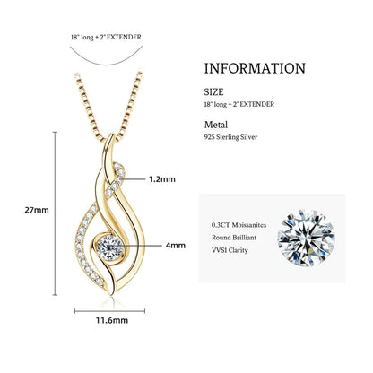 Real D0.43CT Moissanite Twist Pendant Infinity Necklace Silver 925 Sterling for Women Jewelry Wedding Party Birthday Gifts