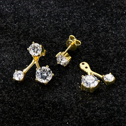 Trendy Dual Use Earrings Jackets 925 Sterling Silver D Color Moissanite Ear Jacket Studs for Women Jewelry Valentine Gifts