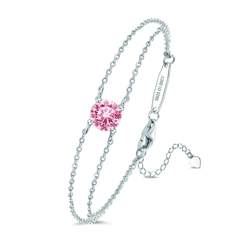 Colorful 12 Birthstone Bracelet for Women Real 925 Silver Chain 6.5mm Lab Diamond Moissanite Zircon Birthday Charm Jewelry Gift