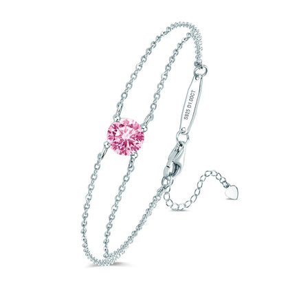 Colorful 12 Birthstone Bracelet for Women Real 925 Silver Chain 6.5mm Lab Diamond Moissanite Zircon Birthday Charm Jewelry Gift