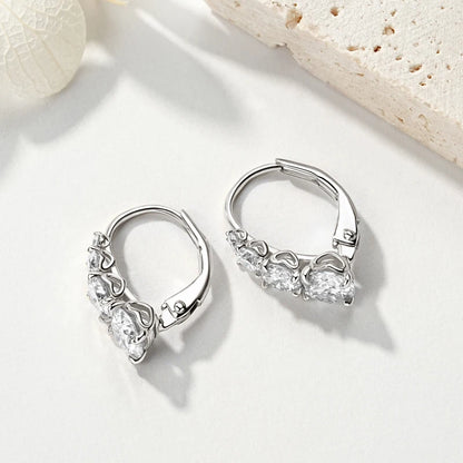 Luxury 1.86CTW 5mm Moissanite Drop Hoop Earrings for Women Real 925 Silver 4-stone Clip Earring Wedding Party Jewelry Gift